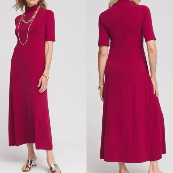 Chico's Dresses & Skirts - NWT Chico’s Women XL Berry Compote Mock Neck Maxi Dress Career Event Date Night